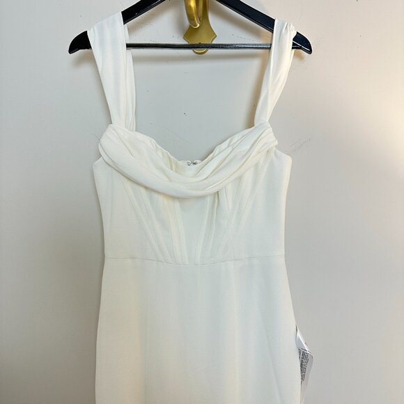 DRESS THE POPULATION Melania Off the Shoulder Gown in White Size Medium - Picture 3 of 10